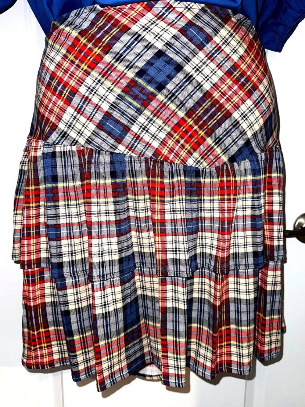 NWT Torrid Size 22 Plaid Tiered Skirt Red Blue Cream Preppy Academia